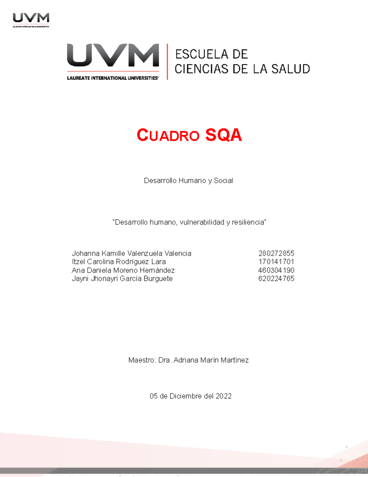 A#14-AGGF - Actividad 14 cuadro SQA - CUADRO SQA Desarrollo Humano y ...