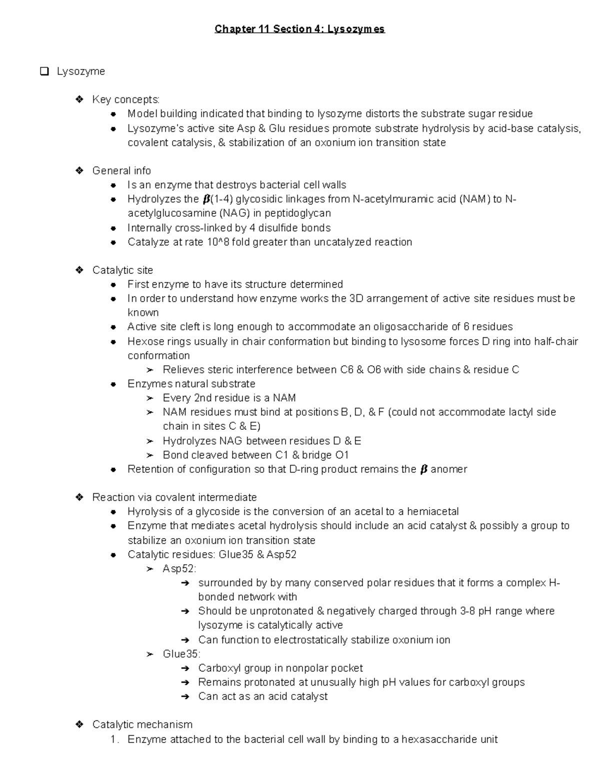 BMB465 Ch.11 section 4 Lysozymes - Chapter 11 Section 4: Lysozymes ...