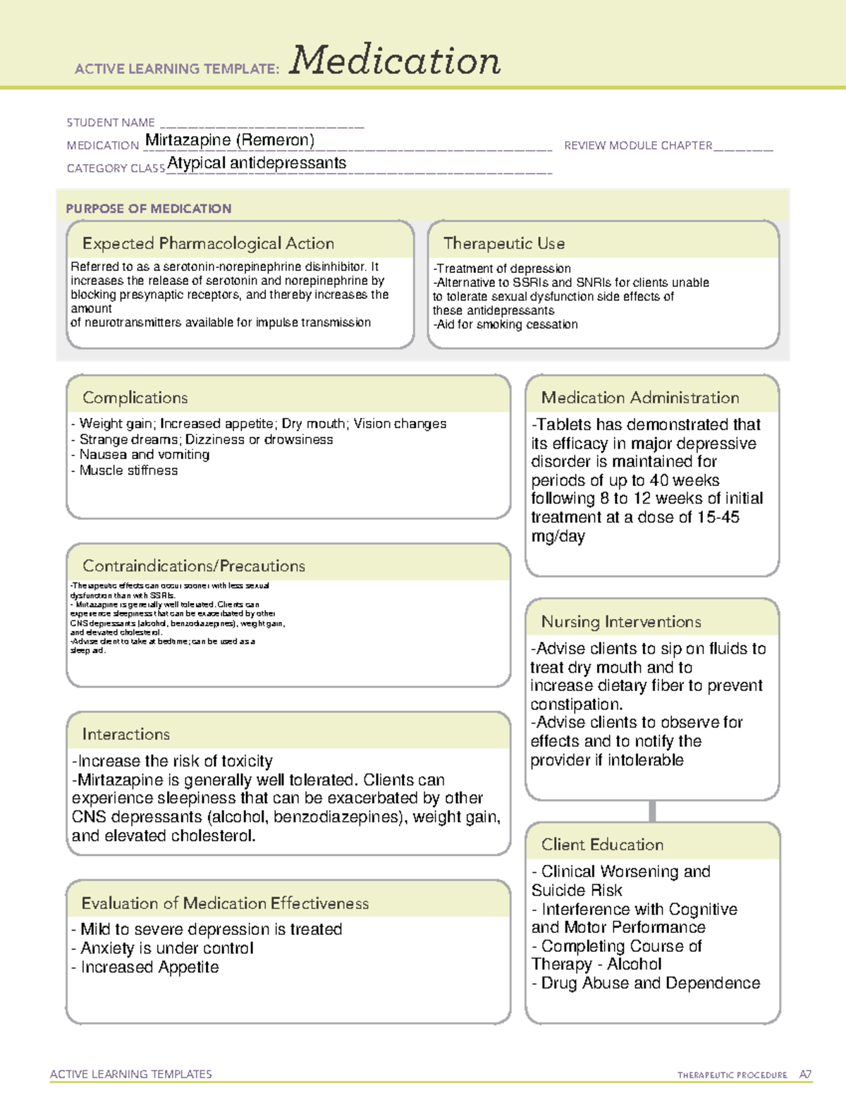 7 mirtazapine (remeron) - ACTIVE LEARNING TEMPLATES THERAPEUTIC ...