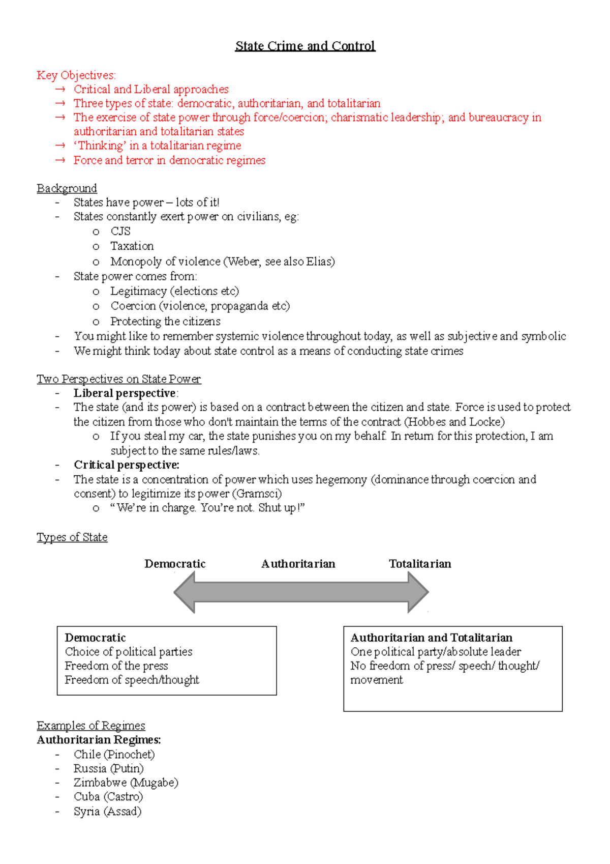 State Crime and Control - Force is used to protect the citizen from ...
