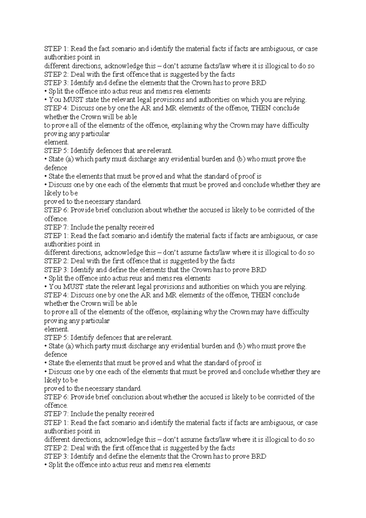 Final exam essay notes - STEP 1: Read the fact scenario and identify ...