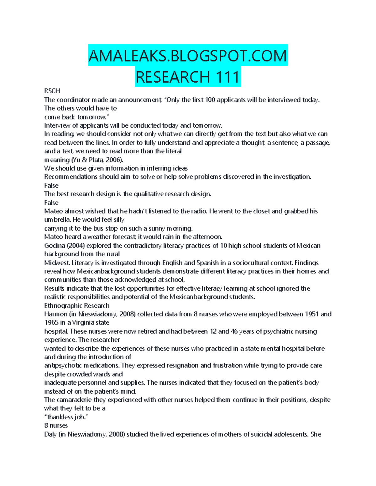 [ Amaleaks. Blogspot.COM] Research (RSCH-111) - Grade 11 Week 1-20 ...