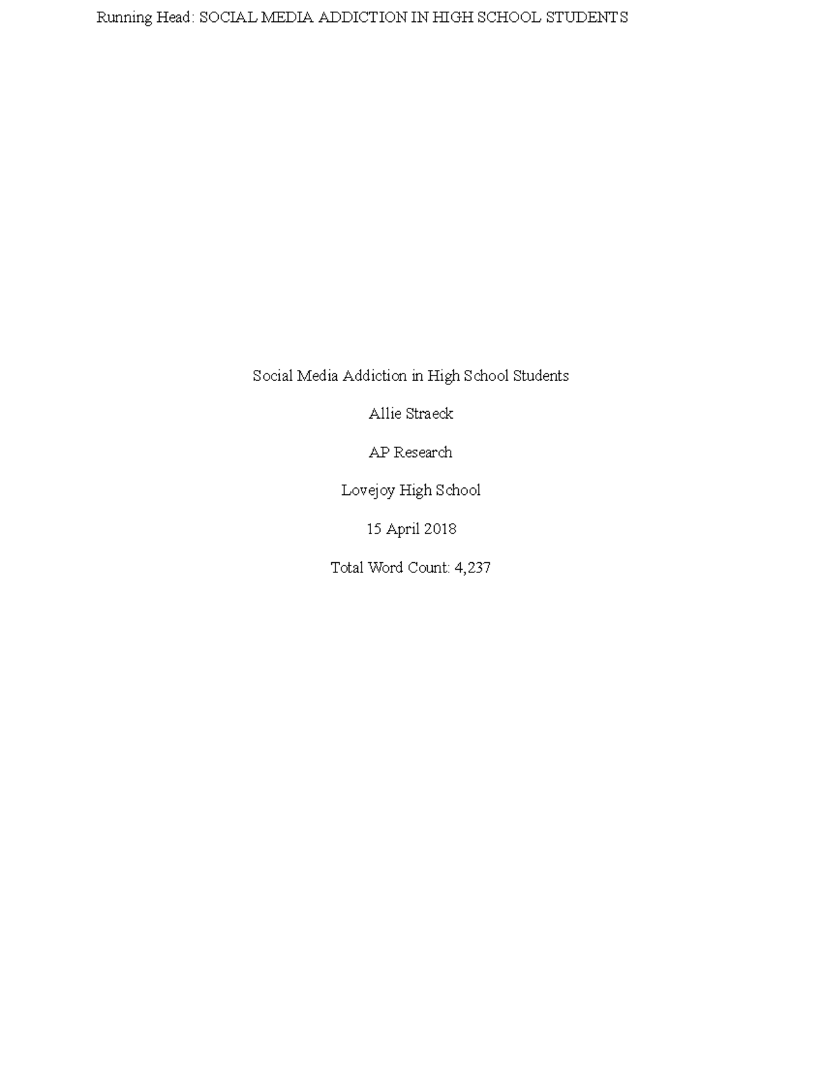 Social media addiction in high school students Studocu