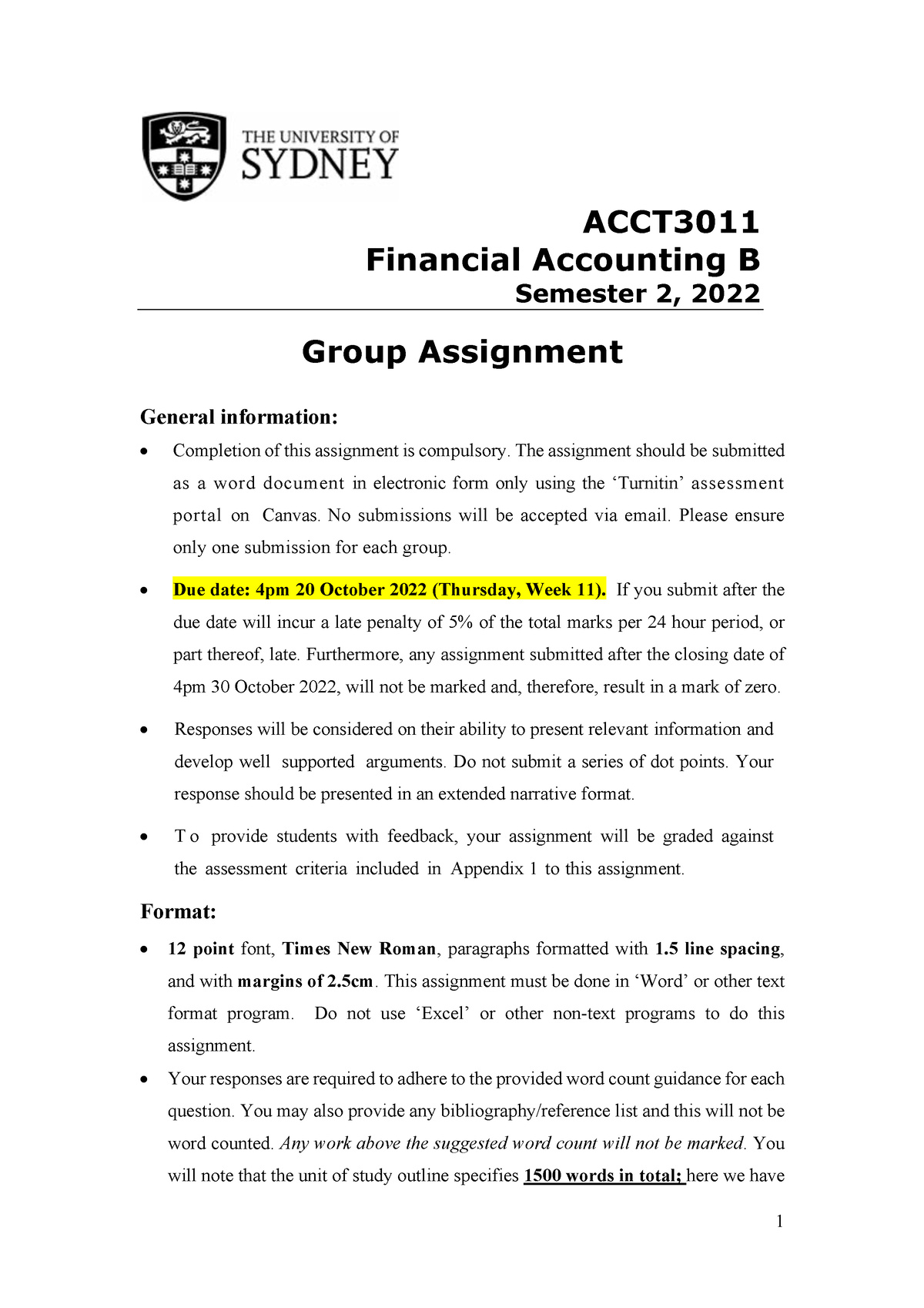 ACCT 3011 S2 2022 Group Assignment - ACCT Financial Accounting B ...