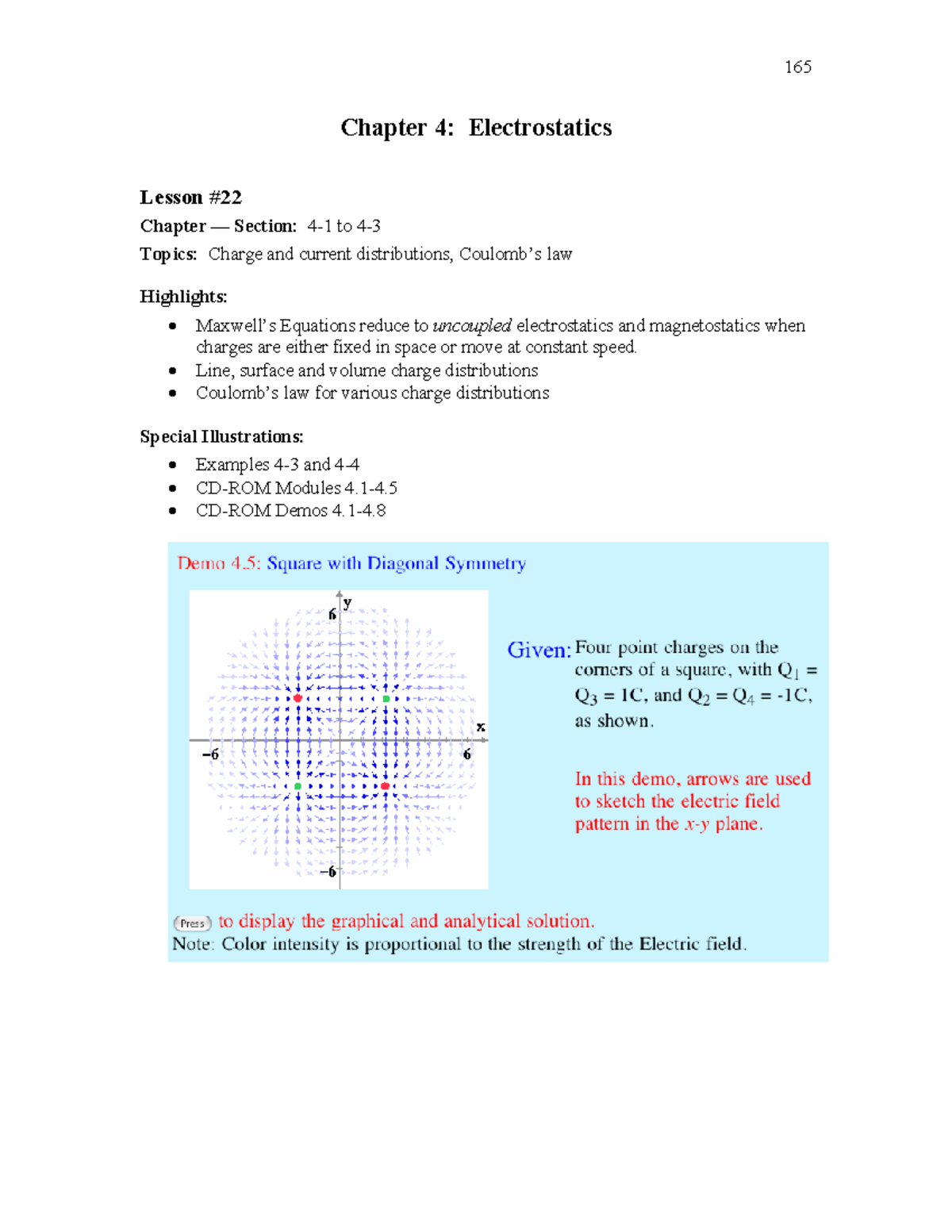 Statistic Lab - 165 Chapter 4: Electrostatics Lesson # Chapter ó ...