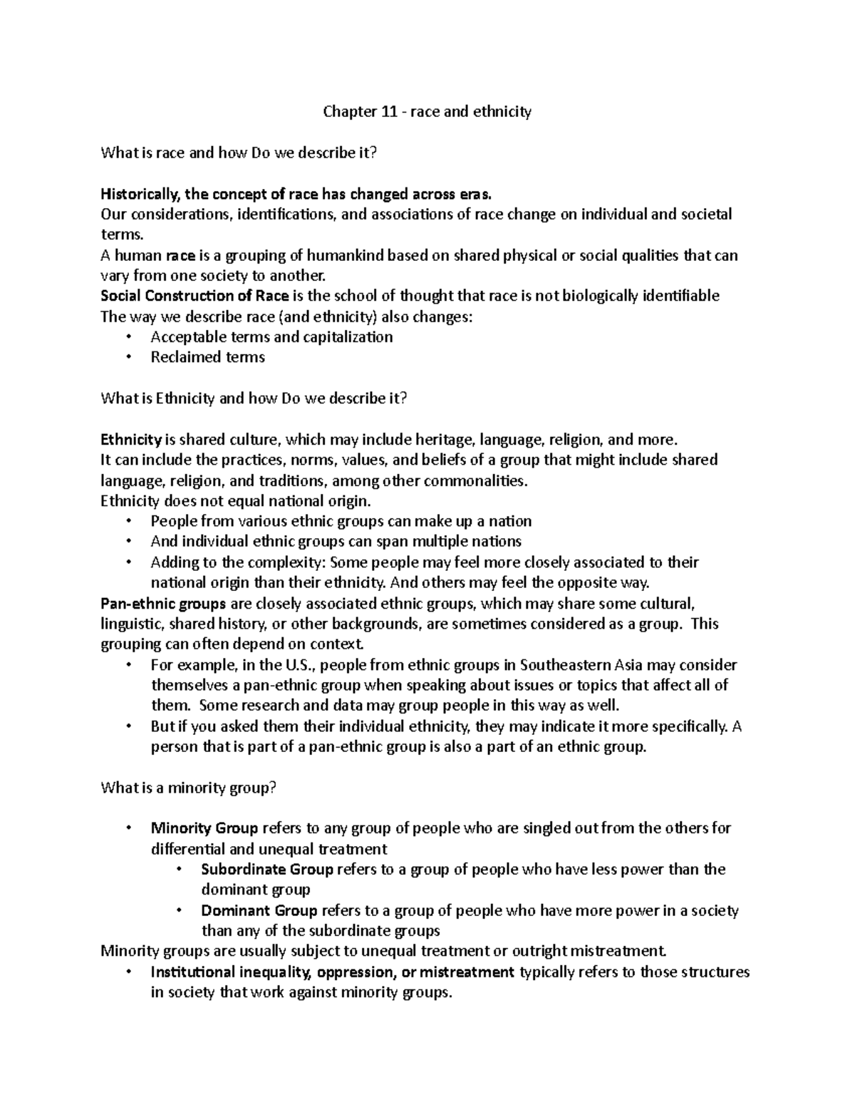 Chapter 11 RACE AND Ethnicity - Chapter 11 - Race And Ethnicity What Is ...