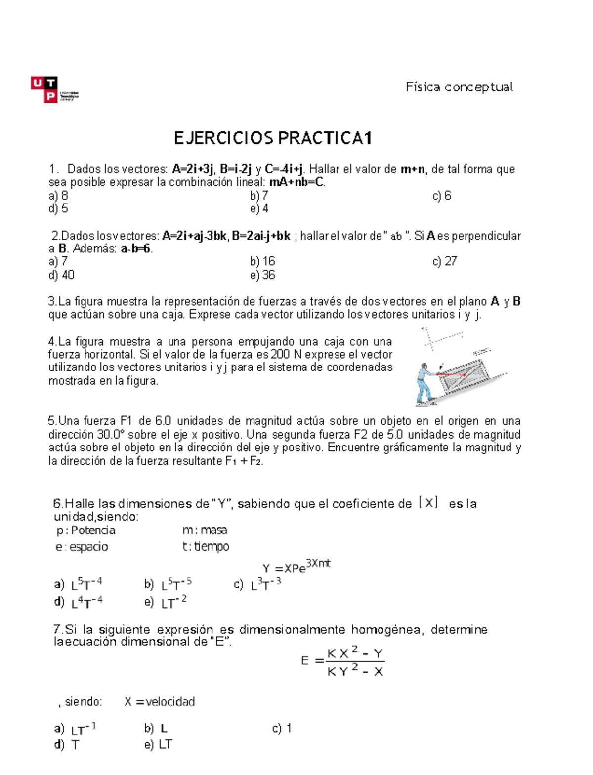 Balotario 1 Fisica Conceptual Física Conceptual Ejercicios Practica