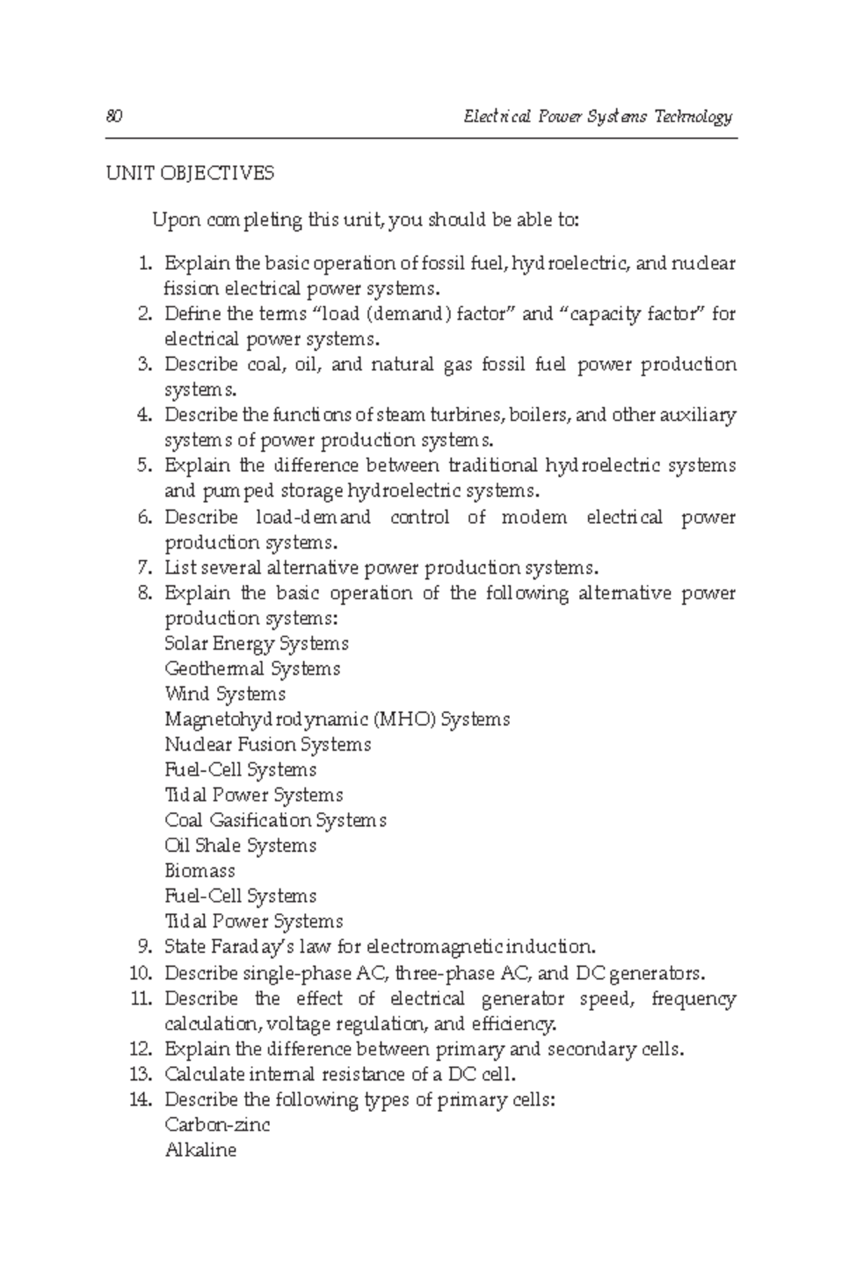 Electrical power systems technology 80 Electrical Power Systems