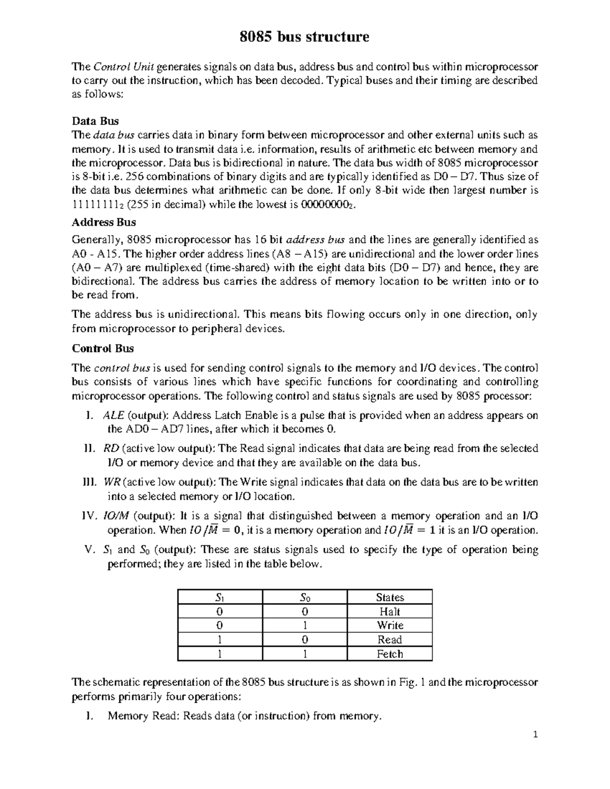 3a 8085 bus structure - 8085 bus structure The Control Unit generates ...