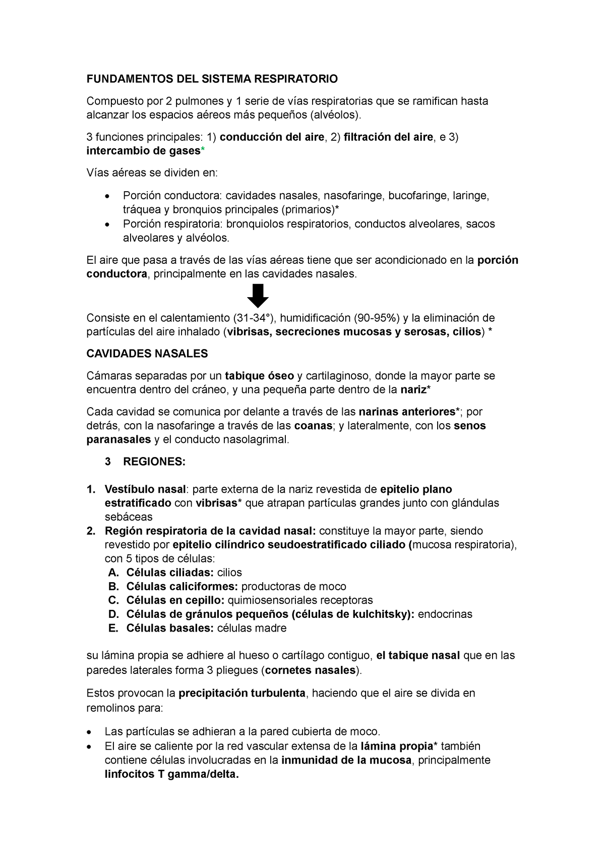 Sistema Respiratorio Resumen - FUNDAMENTOS DEL SISTEMA RESPIRATORIO ...