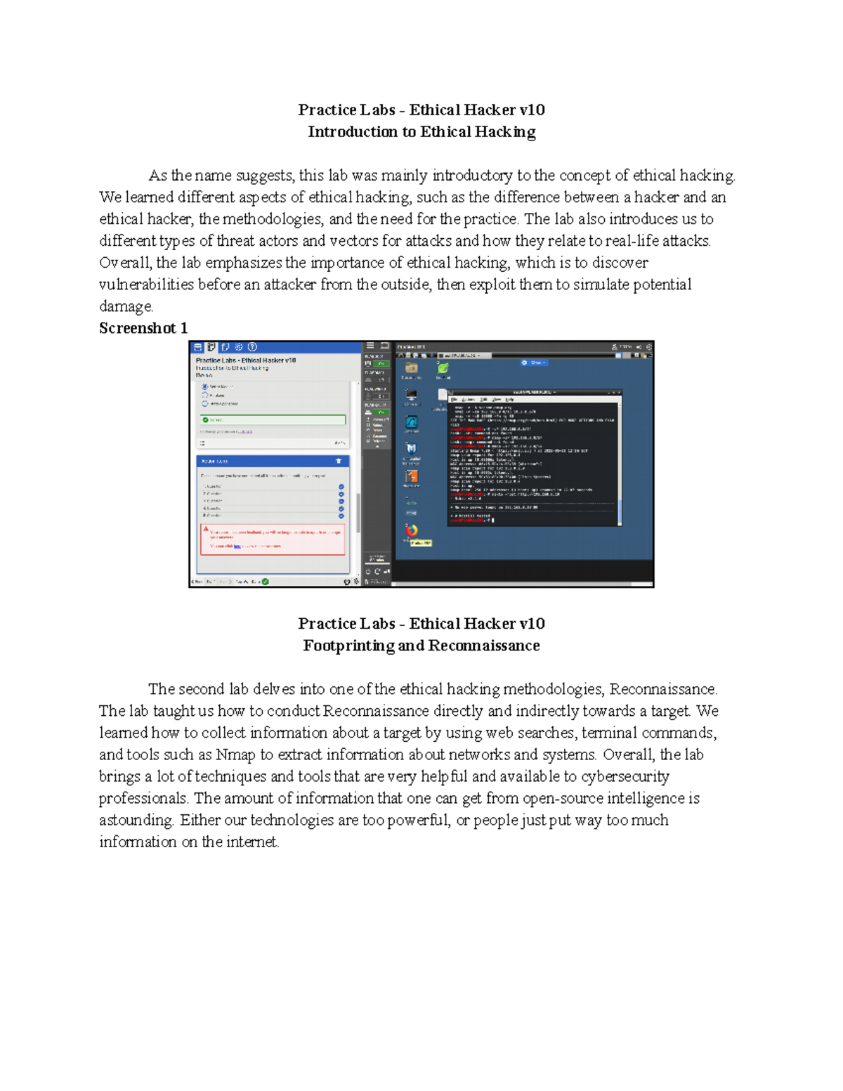 CYB 452 Week One Lab Assignment - Practice Labs - Ethical Hacker v ...