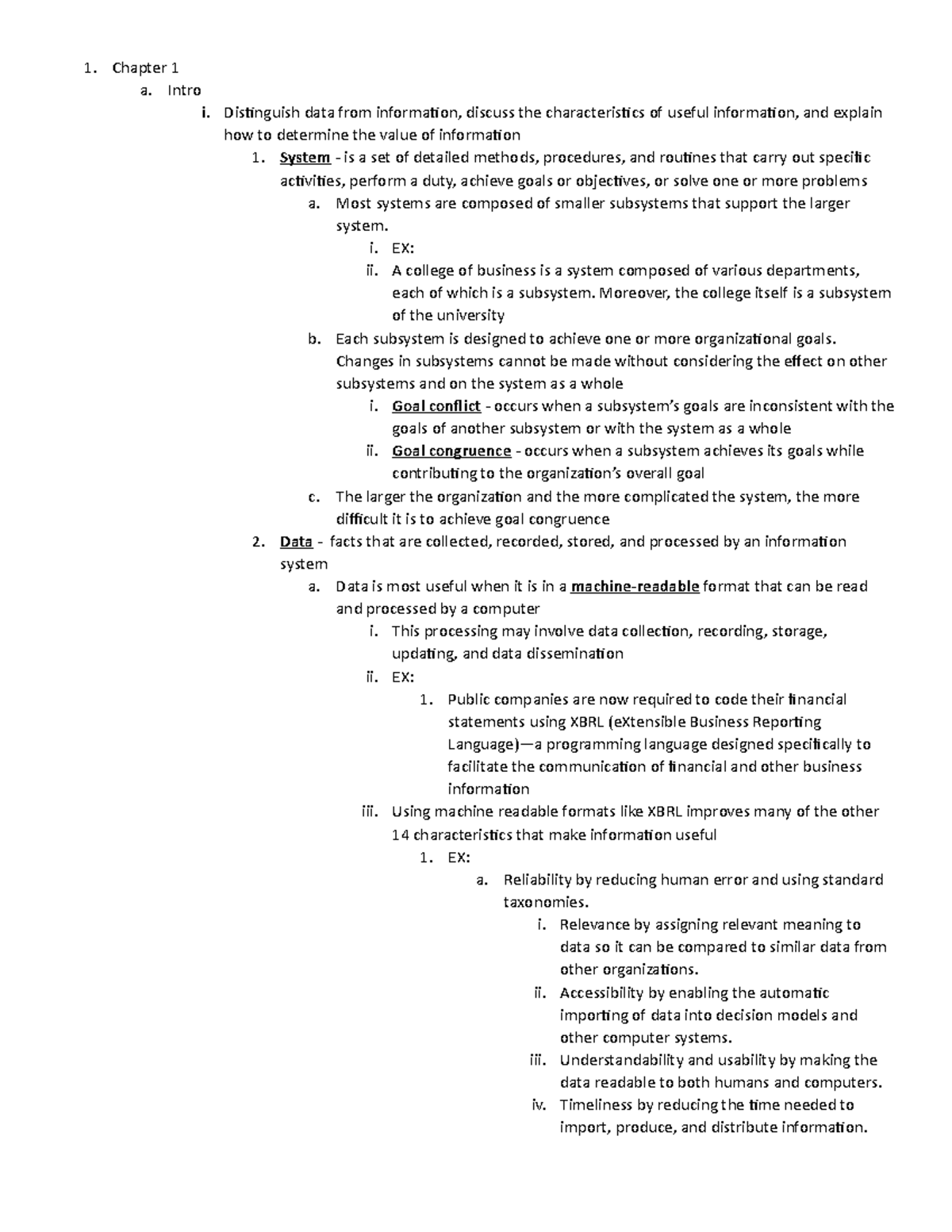 AIS Chapter 1 - Chapter 1 a. Intro i. Disinguish data from informaion ...