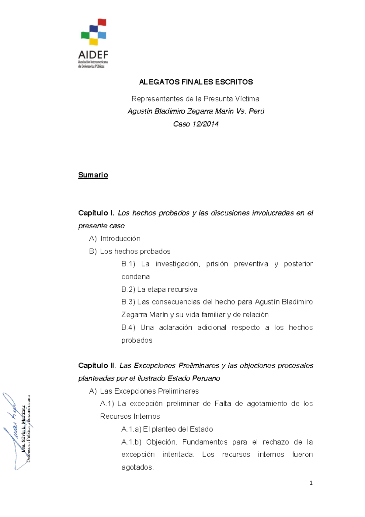 Alegatos Finales - Ejemplo - ALEGATOS FINALES ESCRITOS Representantes ...