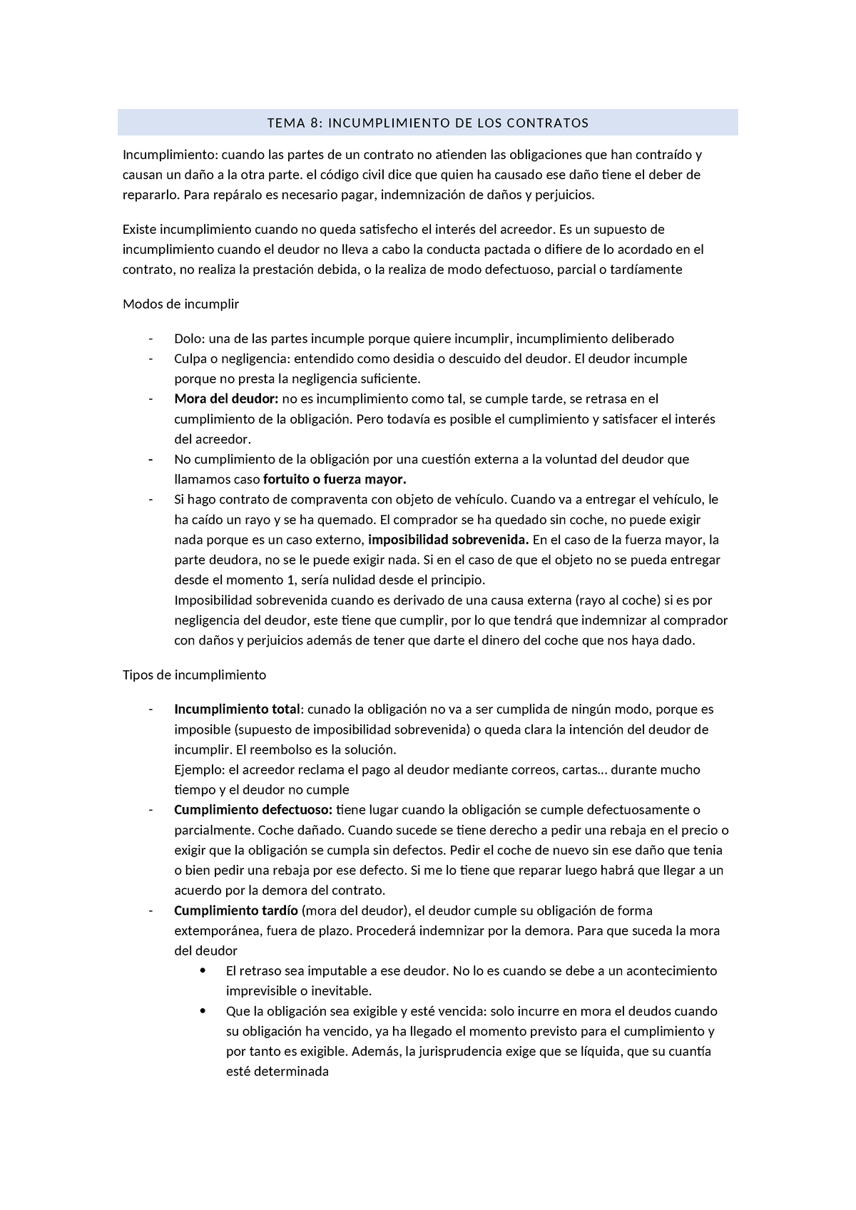 TEMA 8 - Respuestas Práctica Tema 8 De Derecho - TEMA 8: INCUMPLIMIENTO ...