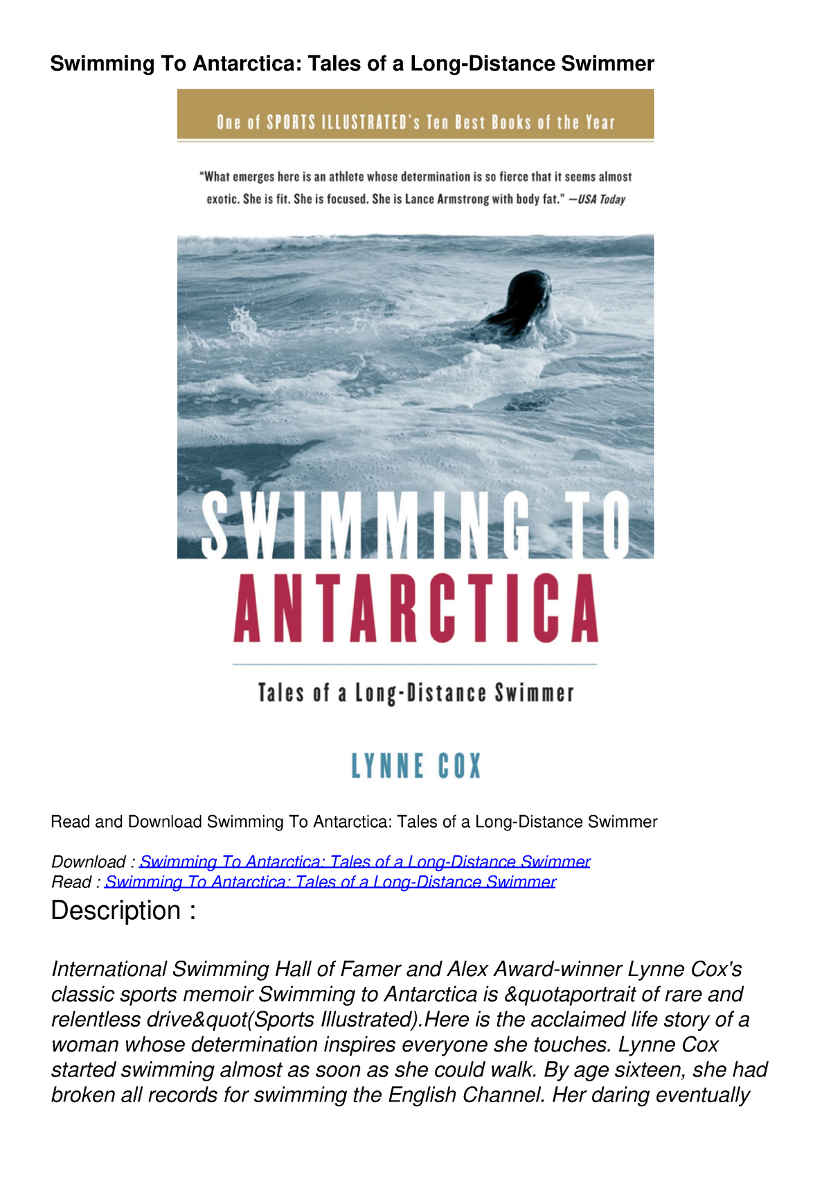 swimming to antarctica essay