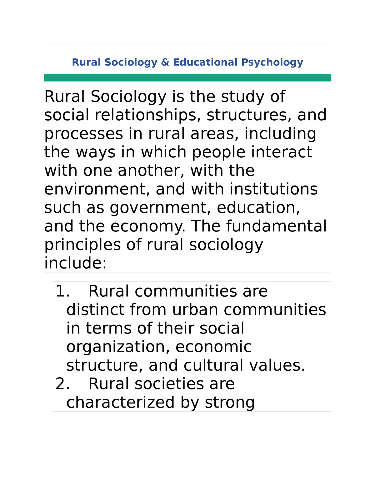 Fundamentals of Rural Sociology and Educational Psychology - Rural ...