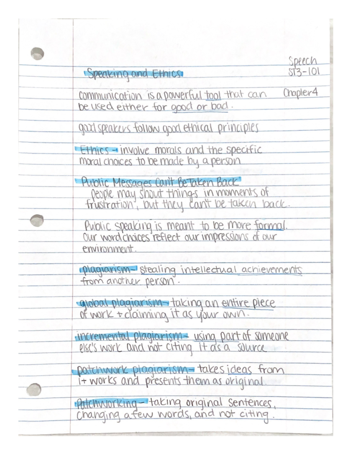 Speech Chapter 4 - These notes are for Professor Turner's class ...