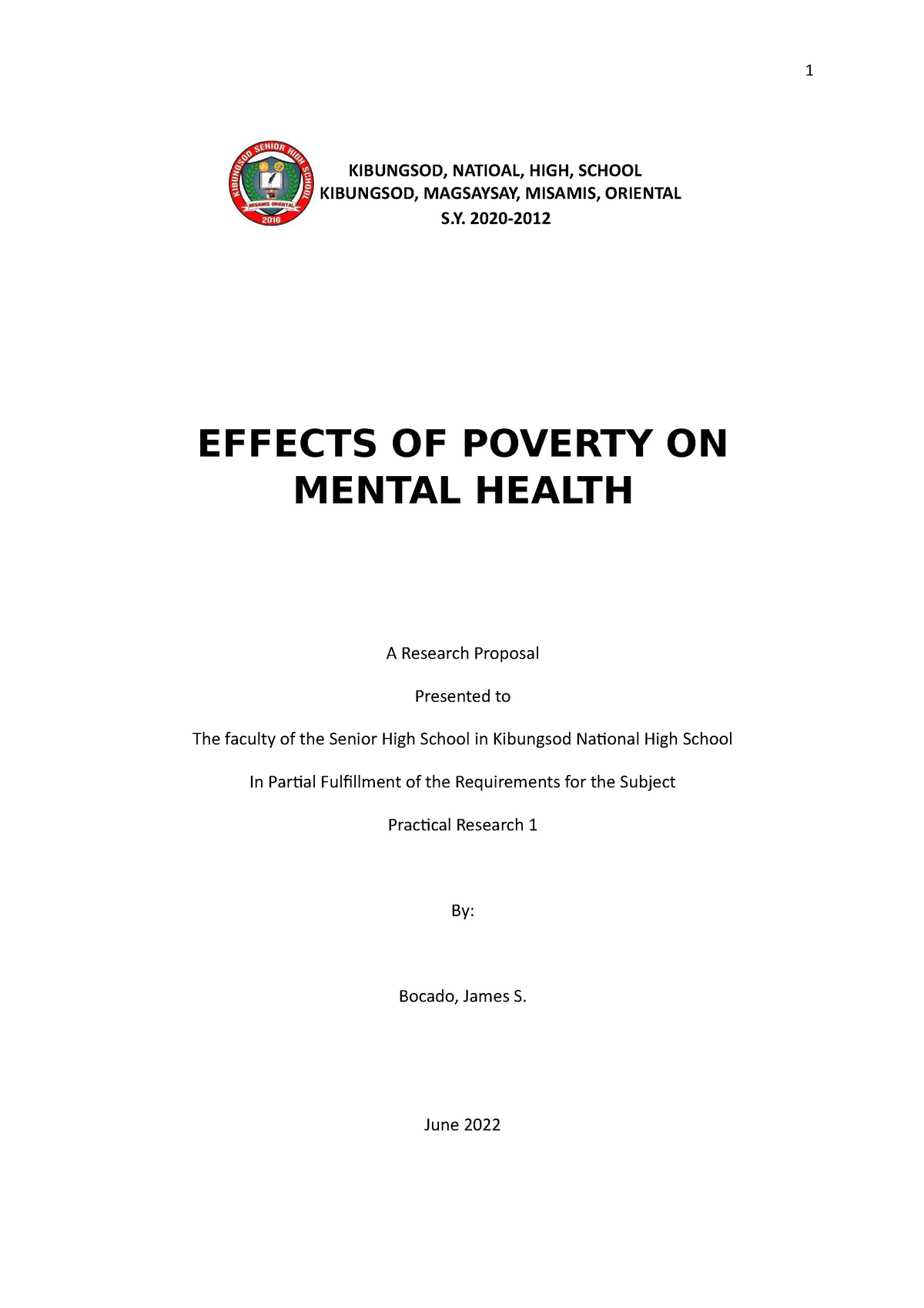 poverty and mental health essay