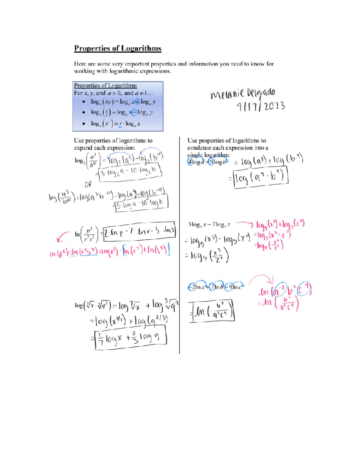Evaluating Logarithmic Expressions - Math 1314 - Studocu