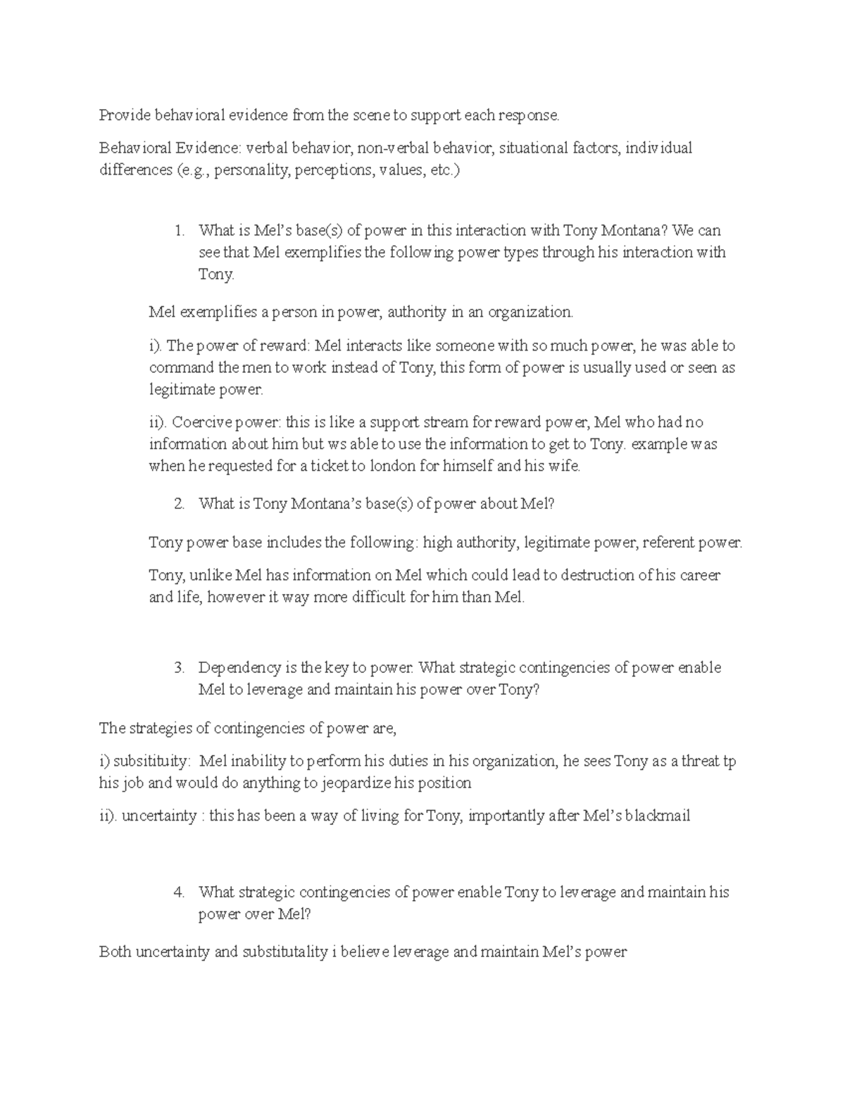 Week 11 exercise edited analytical skills - Provide behavioral evidence ...