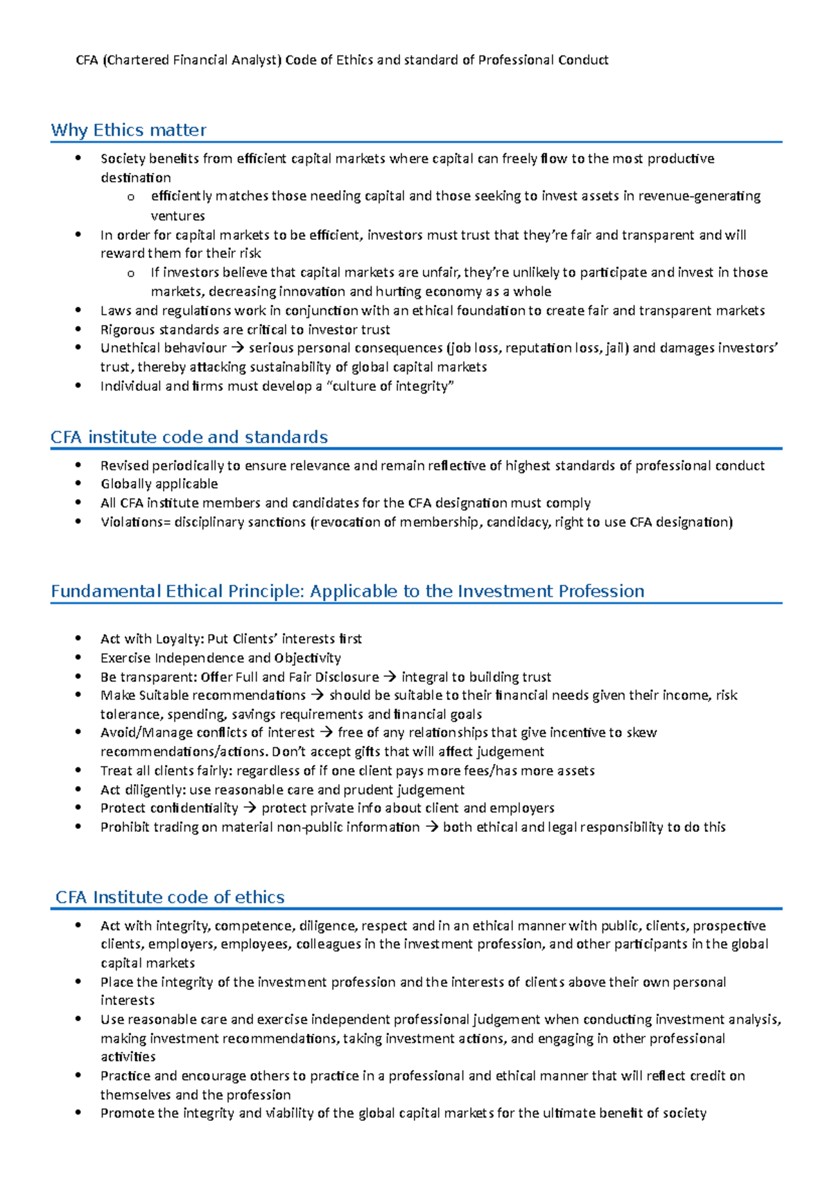 CFA-cont - Notes incorporating all questions - CFA (Chartered Financial ...