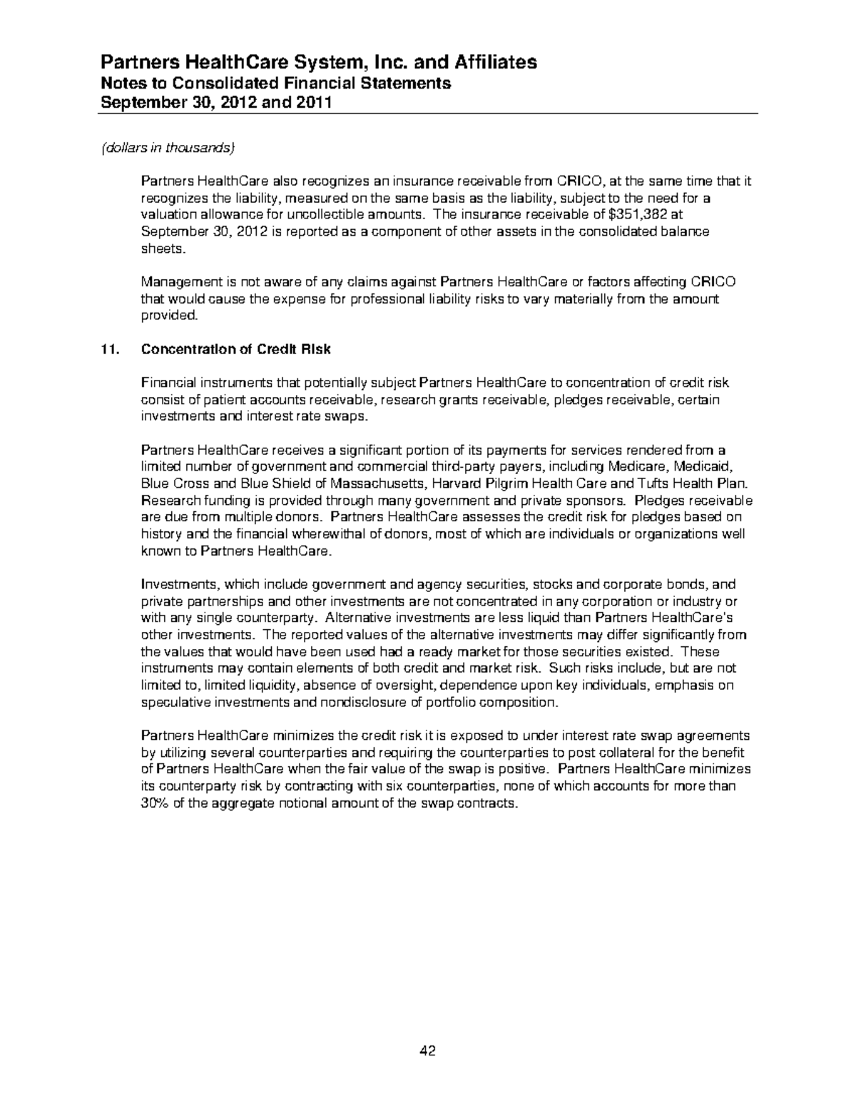 Partners healthcare system inc and affiliates part 8 Notes to