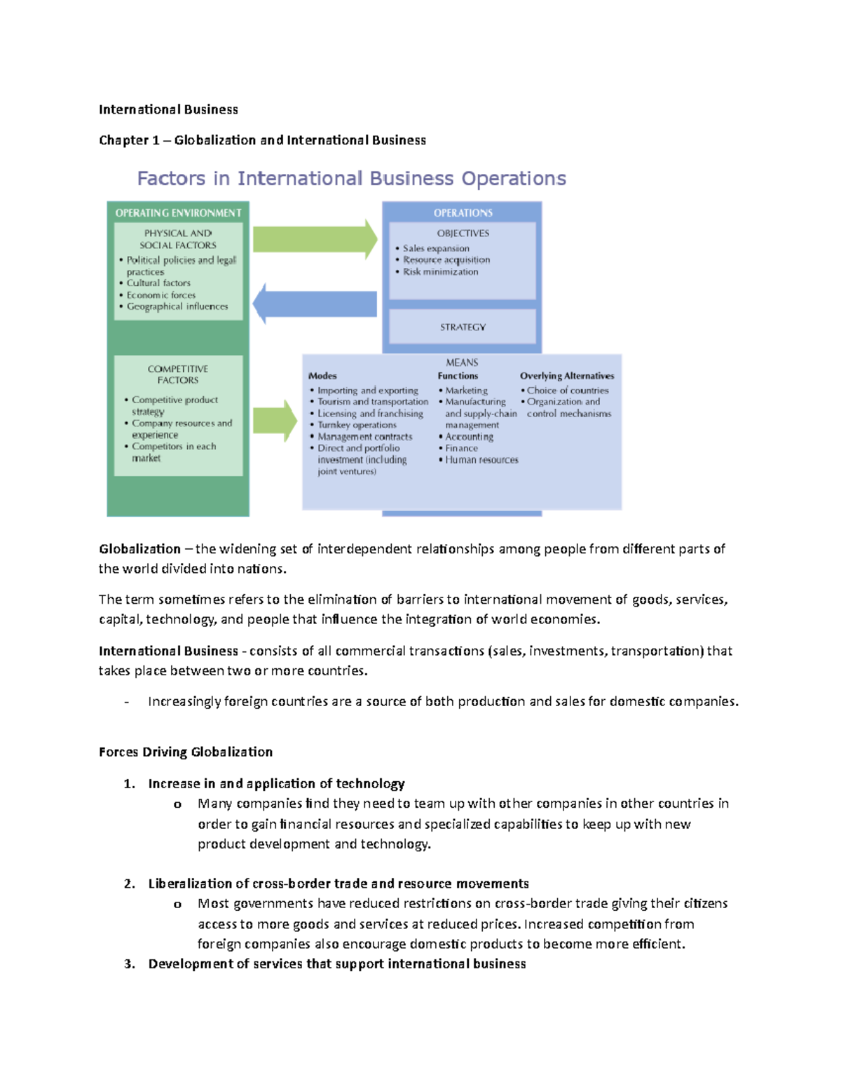 Chapter 1 Notes - International Business Chapter 1 – Globalization And ...