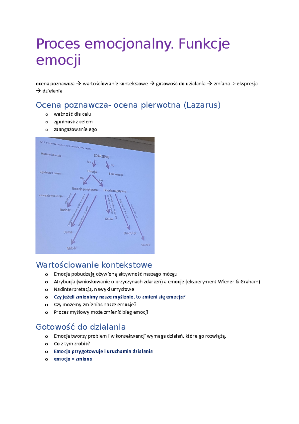 3 Wykład Psychologia Emocji I Motywacji- Proces Emocjonalny - Proces ...