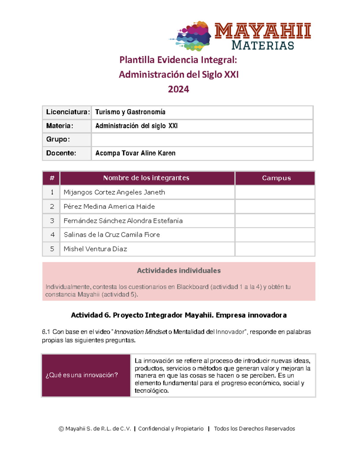 A16 AHPM - admi - Actividades individuales Individualmente, contesta ...