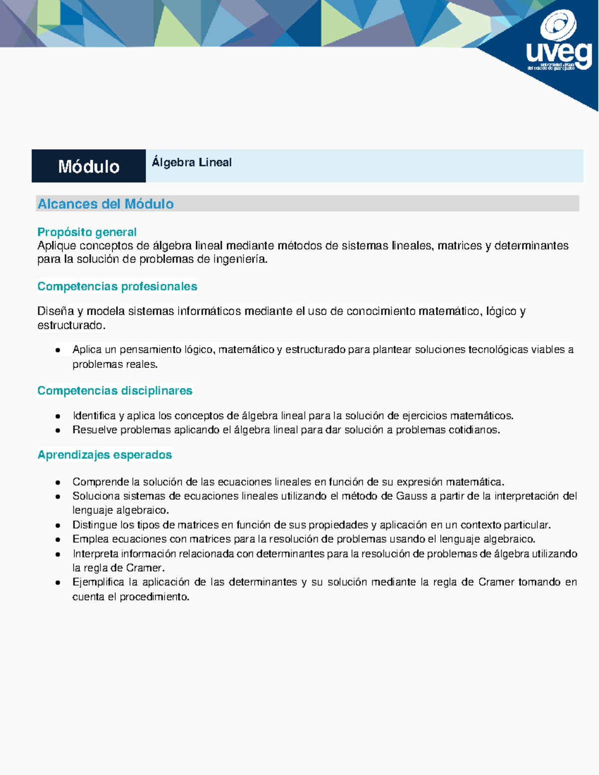 Presentación Módulo - resumen de algebra - Módulo Álgebra Lineal ...