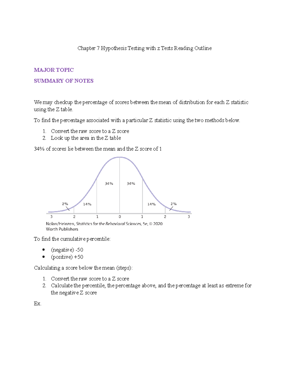 Chapter 7 Reading Outline - Chapter 7 Hypothesis Testing with z Tests ...