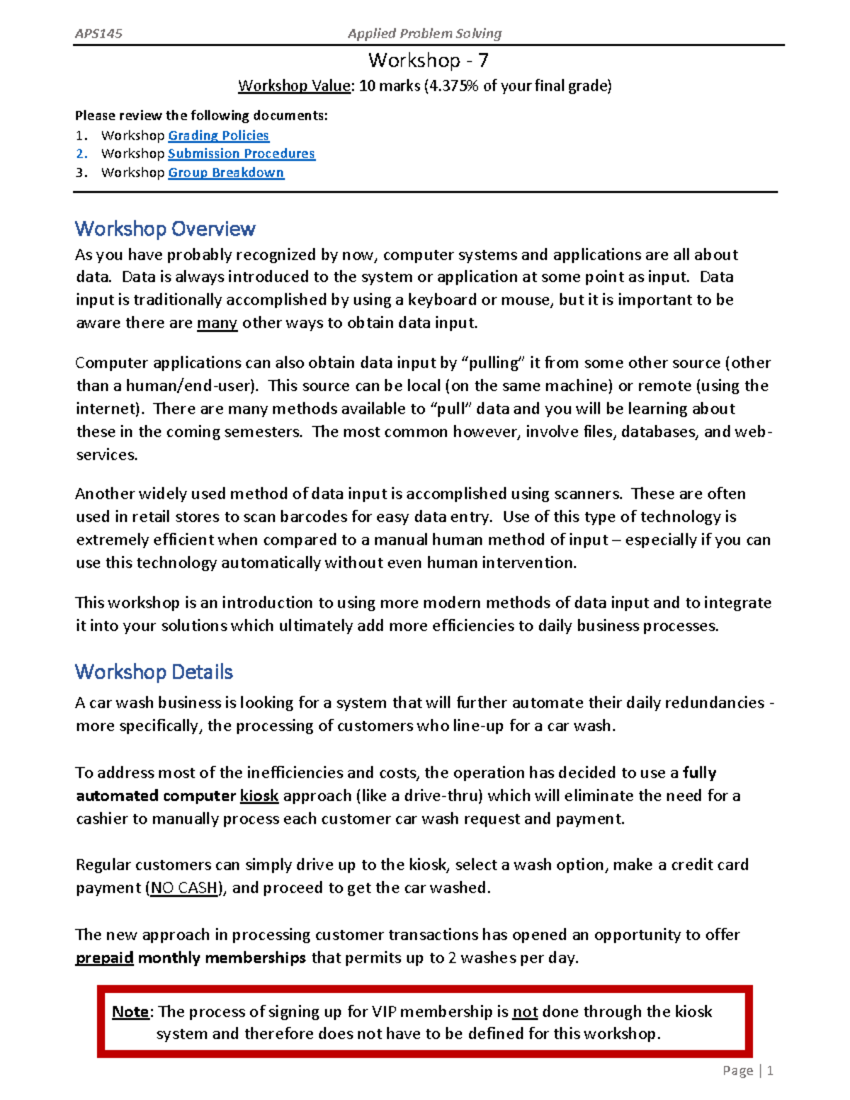 Workshop 07 - Aps145 Applied Problem Solving Page 