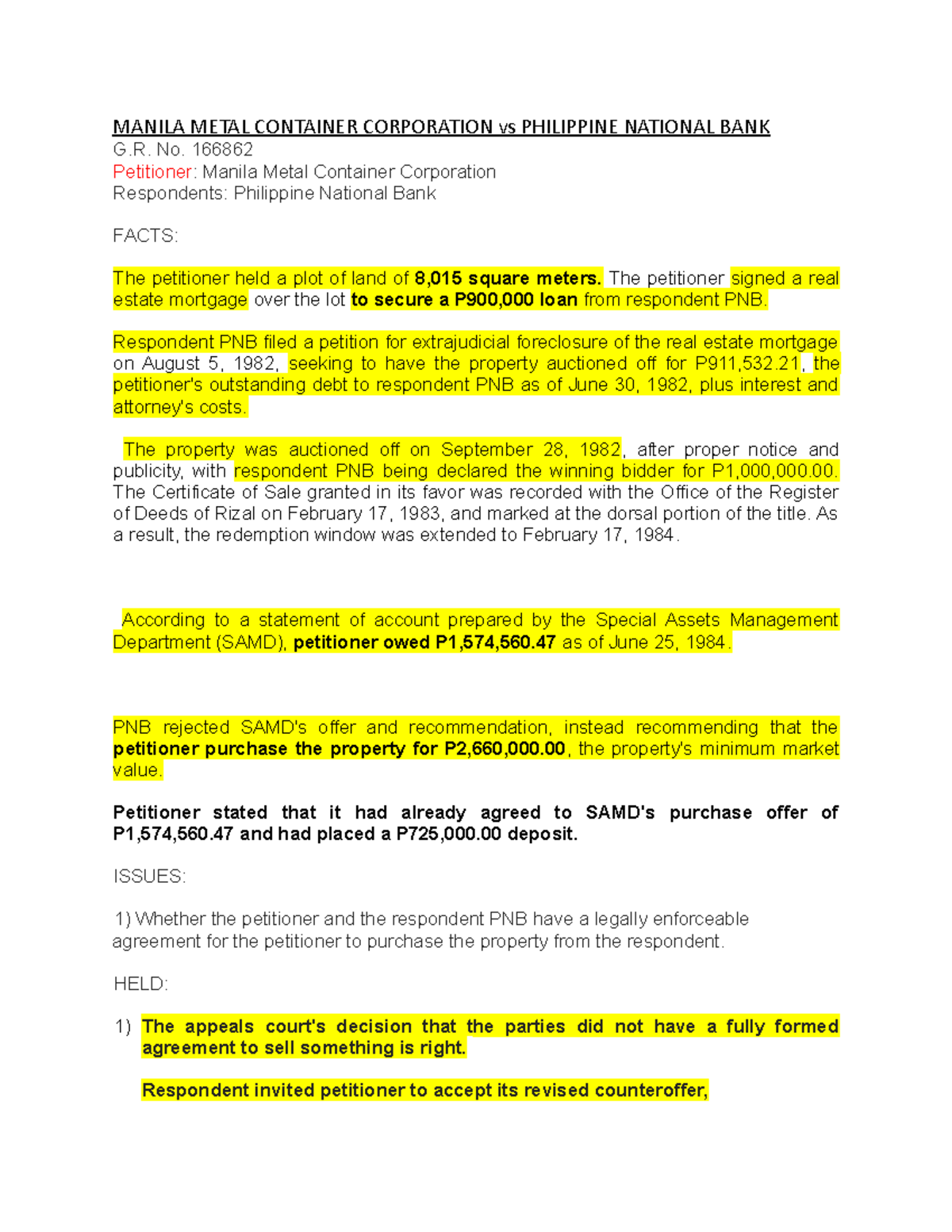 Manila Metal Container Corporation vs Philippine National BANK MANILA