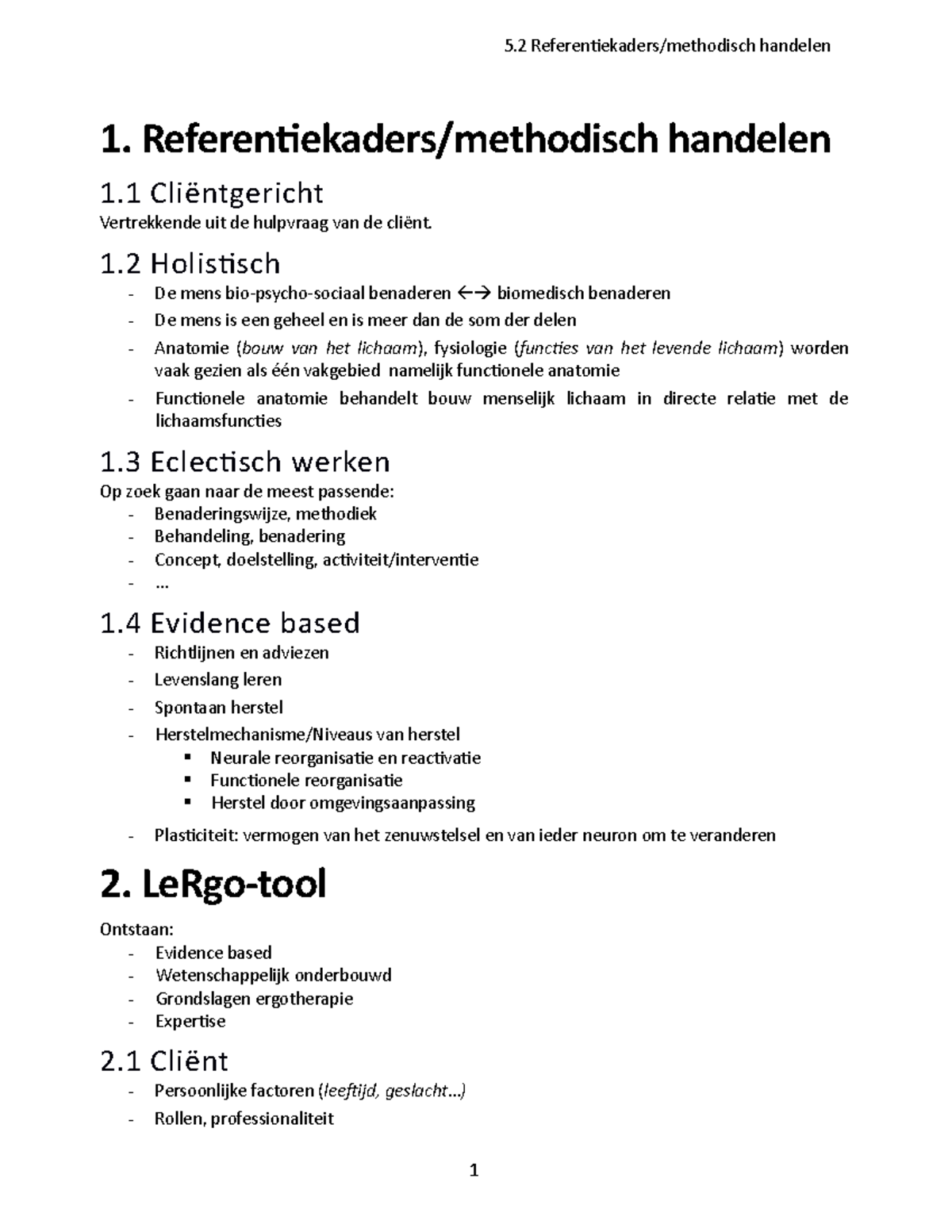 Samenvatting Referentiekaders En Methodisch Handelen HC 1 - 1 ...