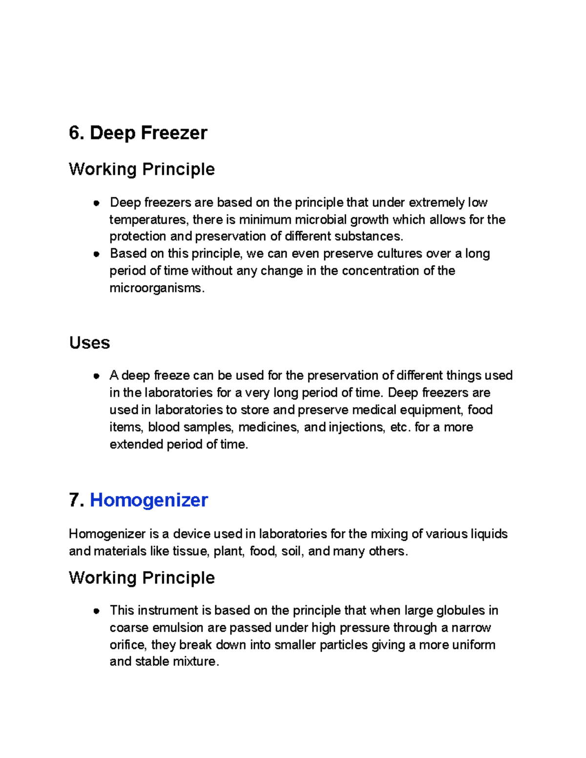 List of Instruments used in Microbiology Lab part 2 6. Deep Freezer
