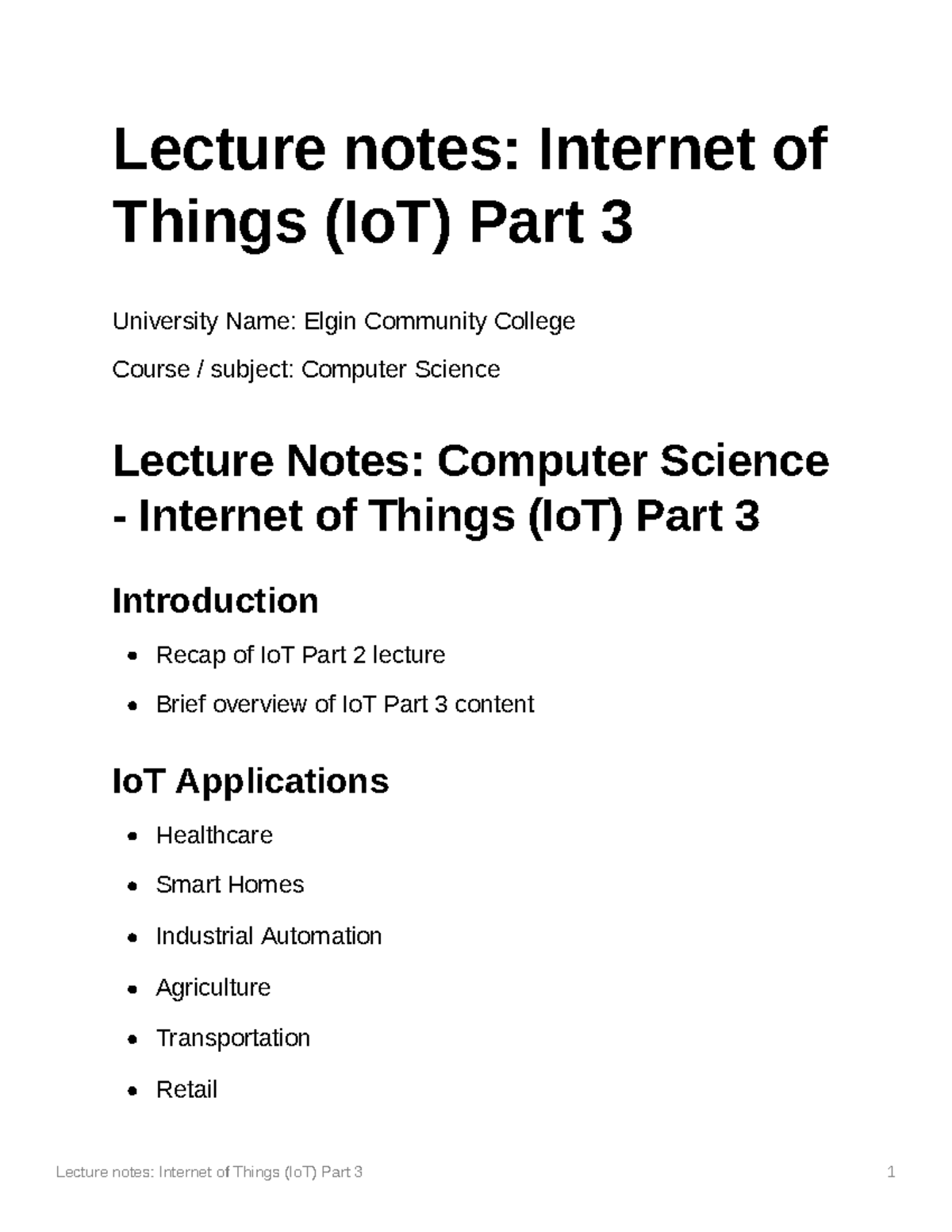 Lecture Notes Internet Of Things (IoT) Part 3 - Lecture Notes: Internet ...