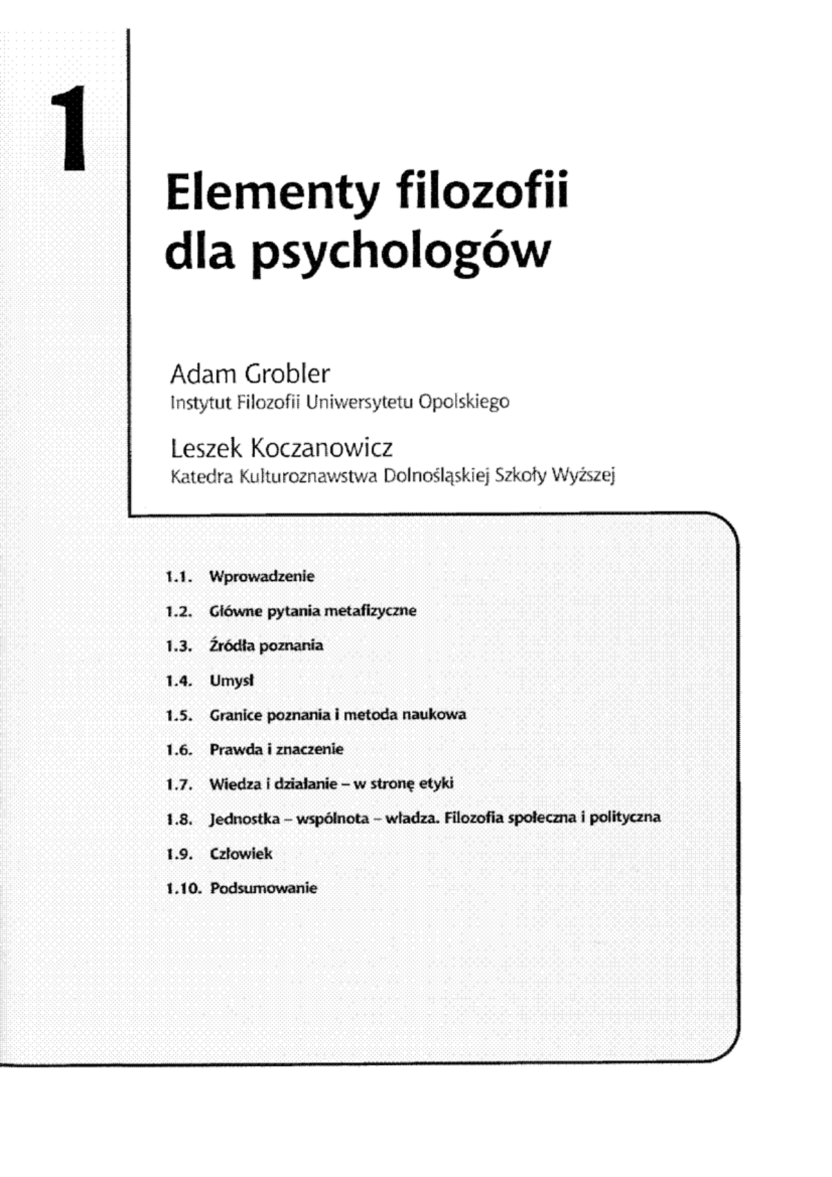 1 Elementy Filozofii Dla Psychologów - Psychologia. Podręcznik ...