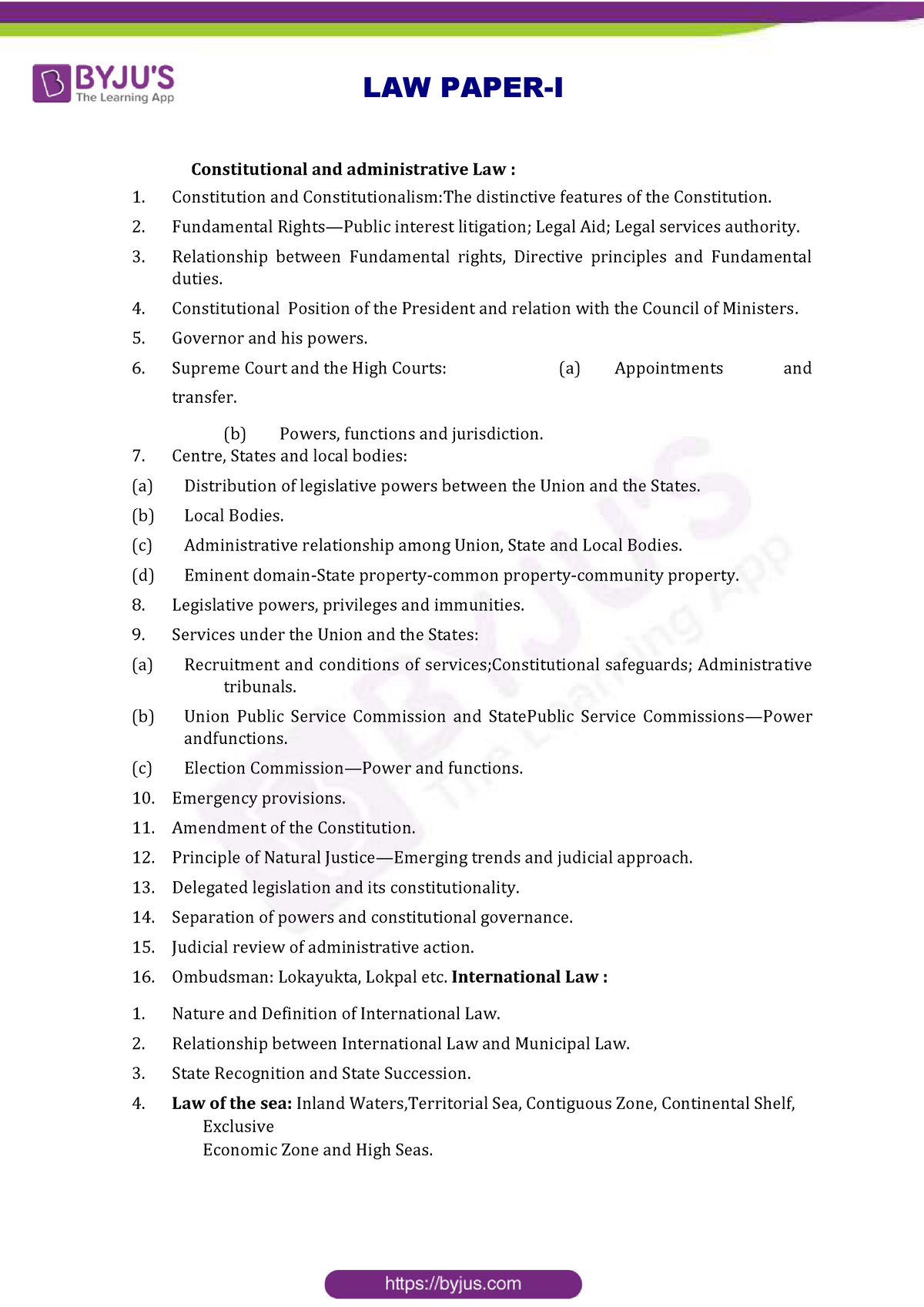 Upsc Law Optional Syllabus Law Paper I Constitutional And Administrative Law Constitution 2885