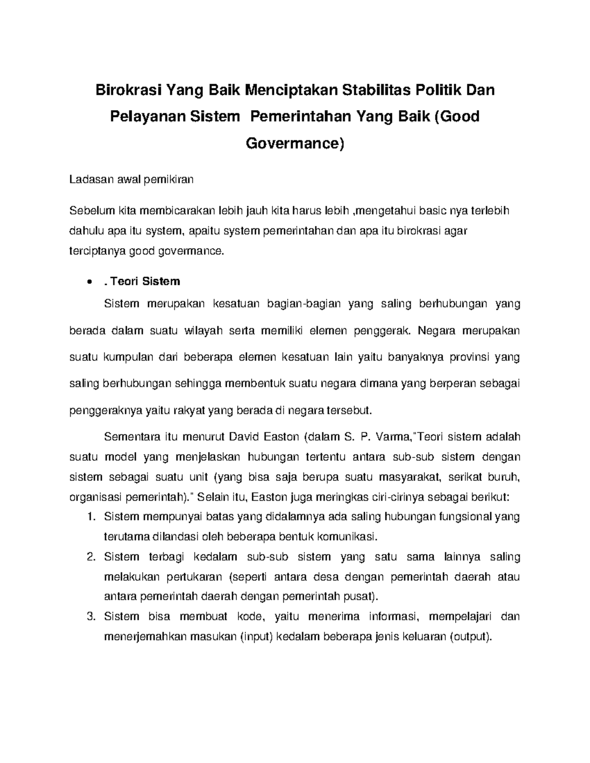 Birokrasi Yang Baik Menciptakan Stabilitas Politik Dan Pelayanan Sistem ...