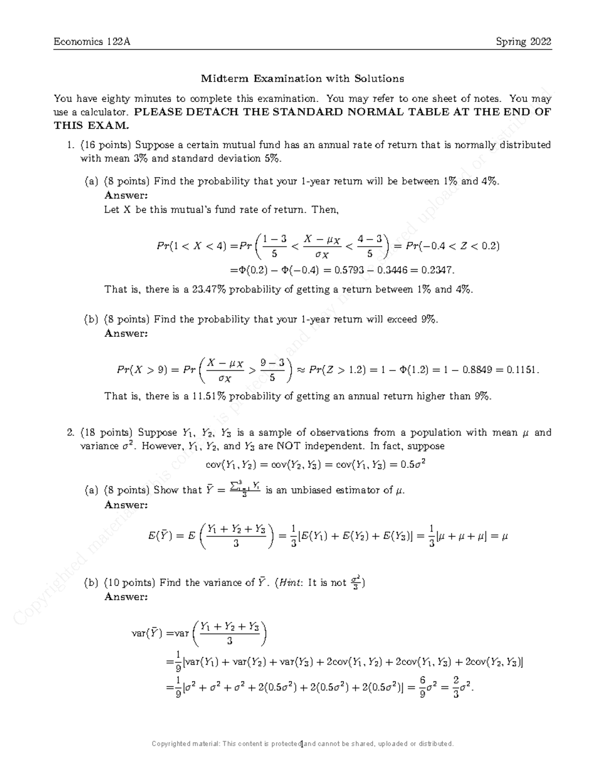 122A midtermsol sp22 - practice - Copyrighted material: This content is ...