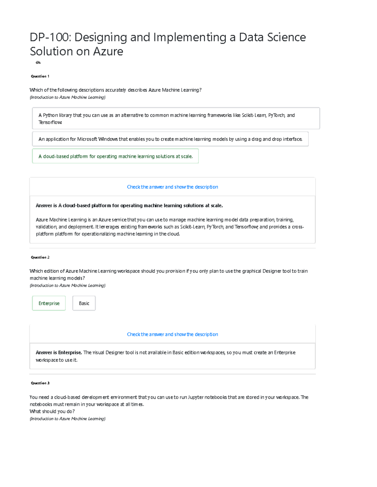 DP-100 Designing And Implementing A Data Science Solution On Azure Exam ...