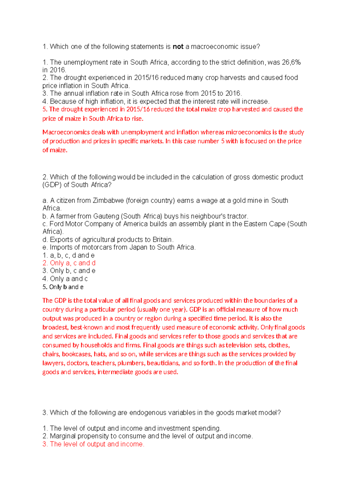 Identify The Macroeconomic Issue Among The Following Statements Assignment-1 - 1. Which one of the following statements is not a