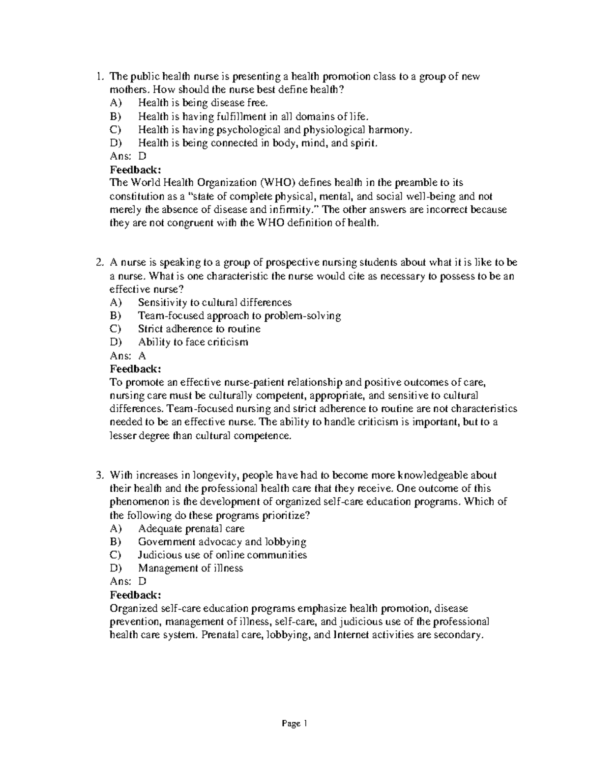 Medical-Surgical Nursing 13th Edition Test Bank Chapter 1 - The public ...