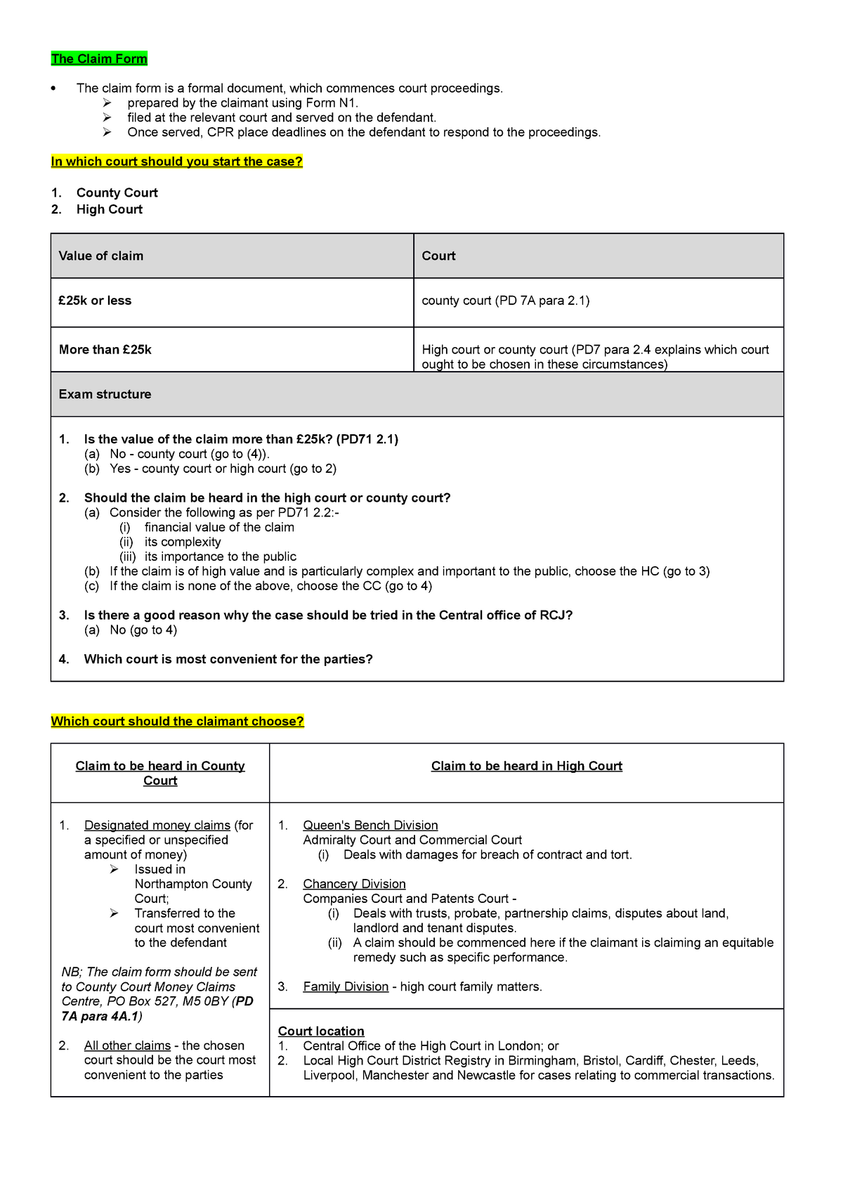 8. The Claim Form - The Claim Form The claim form is a formal document ...