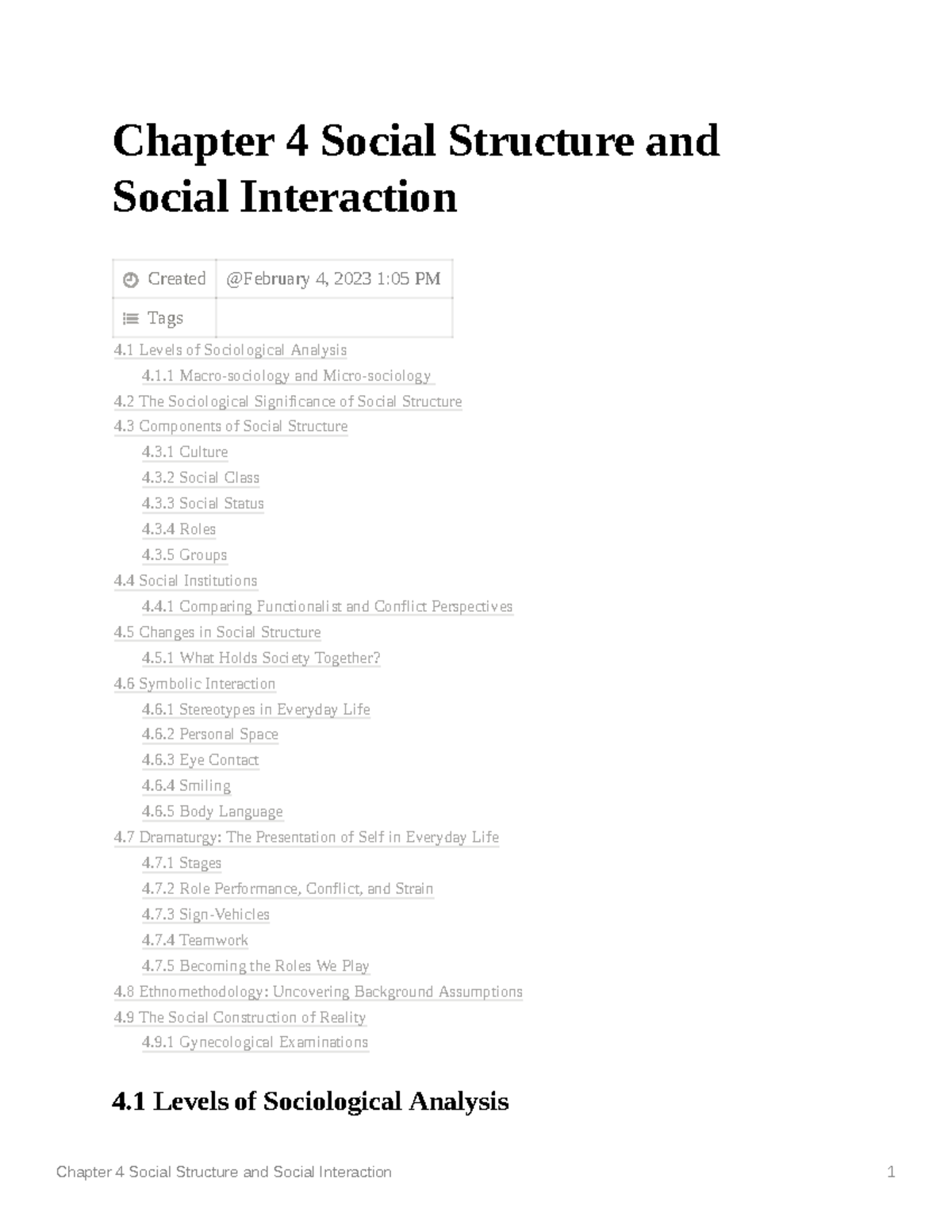 Chapter 4 Social Structure And Social Interaction - Chapter 4 Social ...