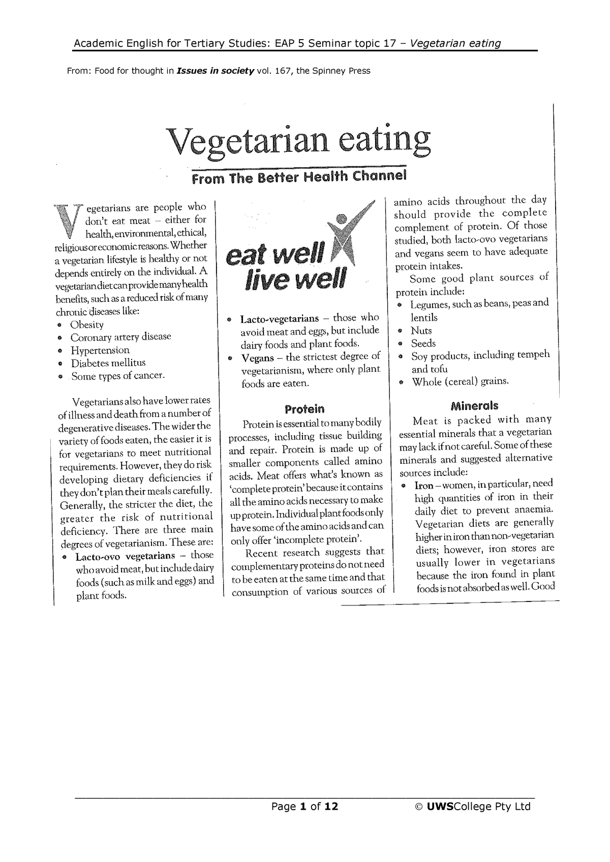 research topics about vegetarianism