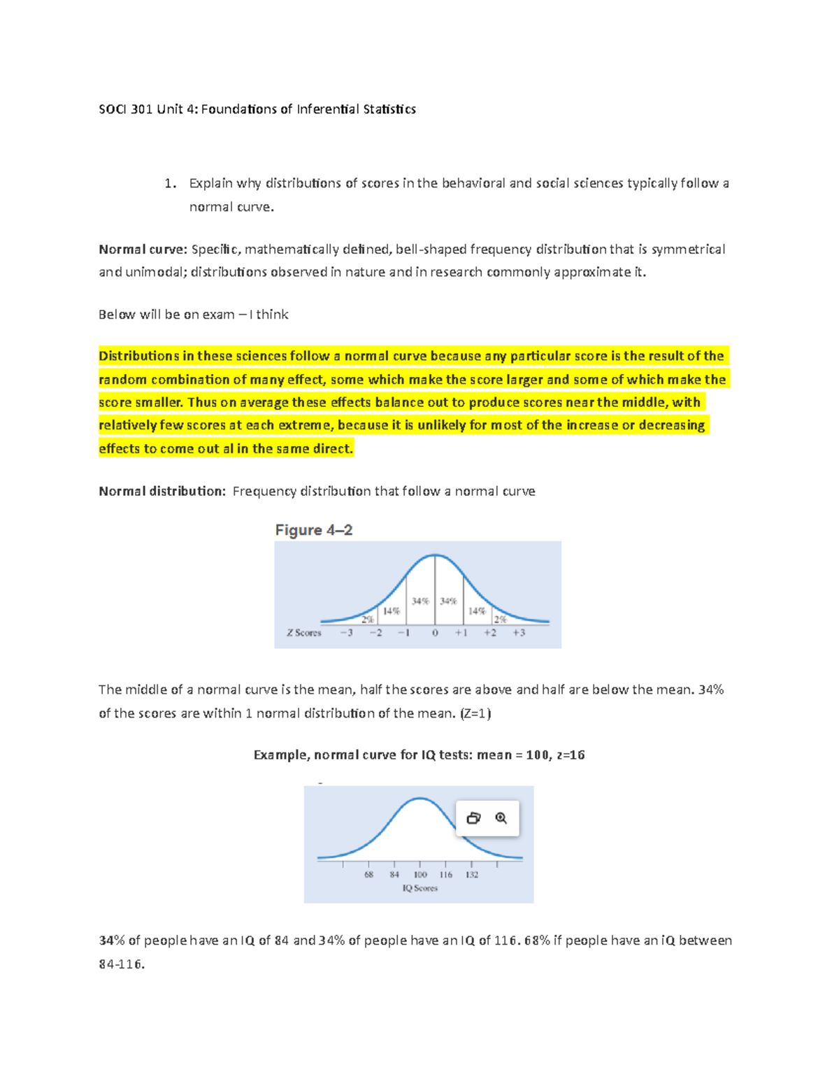 SOCI 301 Unit 4 Notes - SOCI 301 Unit 4: Foundations Of Inferential ...