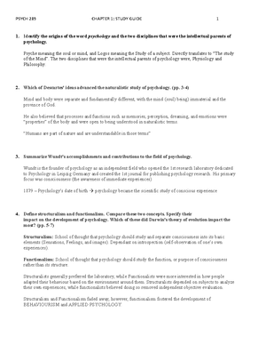 PSYC 290 Study Master - psyc 290 exam prep notes - UNIT 1 Wilhelm Wundt ...