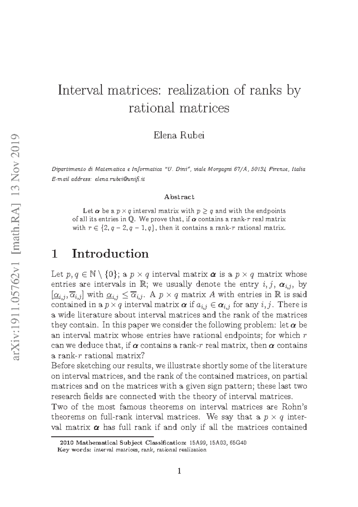 1911 - preprint - arXiv:1911 [math] 13 Nov 2019 Interval matrices ...