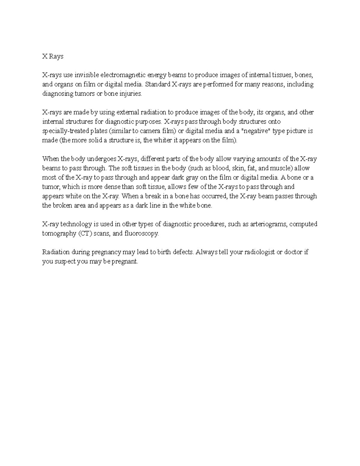 X Rays A brief summary of what you know about xrays. X Rays Xrays